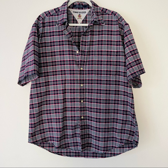 Vintage TOMMY HILFIGER plaid short sleeve button down shirt - Picture 4 of 5